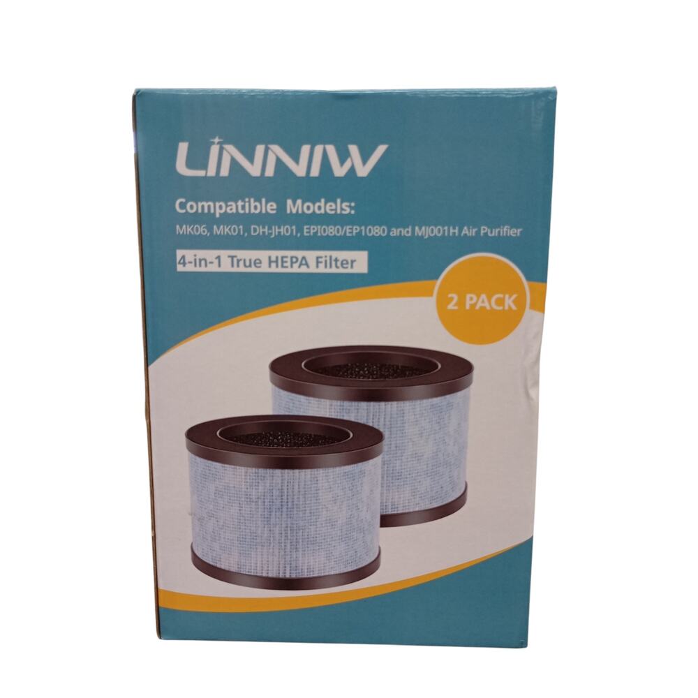 Linniw 2 Pack 4-in-1 True Hepa Carbon Replacement Filter Pack NEW in Box